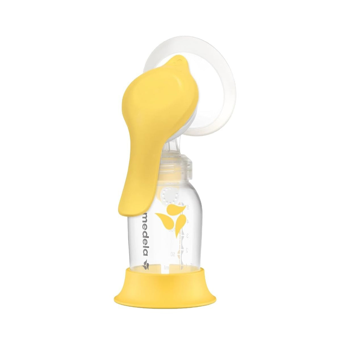 Medela Harmony Manual Breast Pump with yellow PersonalFit Flex shield and 5oz BPA-free collection bottle