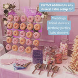 Clear acrylic donut wall display stand 26x22 inches with 25 pegs holding donuts for wedding party decor by Opal Lily - view 5