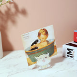 MALACHI clear acrylic cat-shaped memo and photo clip holder stand on a desk, 2x2x2 inches, multicolor print - view 3
