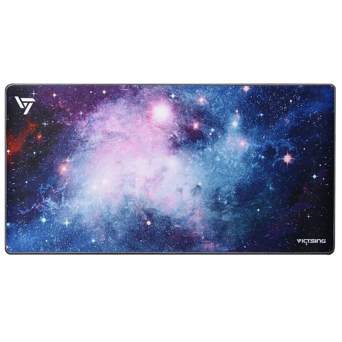 VicTsing 31.5x15.75 inch large gaming mouse pad with colorful galaxy print, stitched edges, and non-slip rubber base