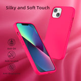 K Tomoto hot pink liquid silicone shockproof case for iPhone 13 with raised bezels and microfiber lining interior - view 6