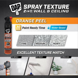 Two 25oz DAP Orange Peel Wall and Ceiling Texture Spray cans with Aim Tech nozzle, white finish, 2-pack - view 8