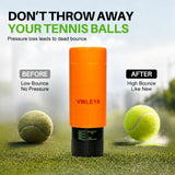 Orange Vwleya tennis ball pressurizer canister holding 3 tennis balls with screw-lock lid on white background - view 3