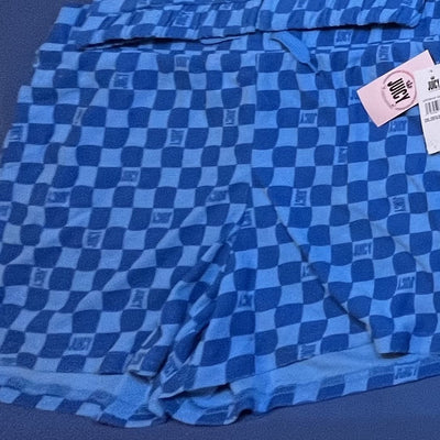 Juicy Couture blue and white checkered terry cloth shorts size XS with drawstring waist, new with tags attached