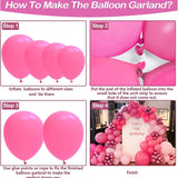 Kelfara 100-piece hot pink latex balloon garland arch kit with four balloon sizes and included tape and adhesive dots - view 2