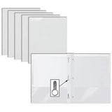 25 glossy white heavy duty 2-pocket paper folders with metal prongs, letter size, fanned out on white surface