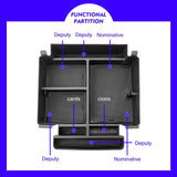 Black ABS plastic sliding center console organizer tray with multiple compartments and non-slip rubber pads for 2021-2026 Tahoe Suburban Yukon - view 7