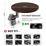 AXVLU 360-degree rotating car tray desk with walnut birch wood top mounted in vehicle cup holder, laptop and cup resting on surface - view 8