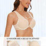 Upushall beige seamless racerback push-up bra with front clasp closure and thick padded cups, size 36B - view 5