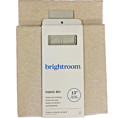 Brightroom 13x13 inch tan linen fabric storage cube bin with cutout handles for cube shelf organizer