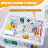 Clear extra large 20-quart medicine storage box with wheels, open side doors, and two removable organizer trays visible inside - view 4