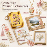 Blue metal mini flower press keychain kit shown with 20 specimen papers and 2 embossing plates, measuring 1.96x1.38 inches - view 6