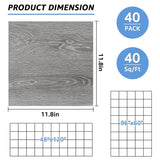 40 gray oak wood grain peel and stick vinyl floor tiles 12x12 inches arranged in a grid pattern on a floor surface - view 2