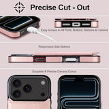 Hiandier rose gold PU leather wallet flip case for iPhone 17 Pro with card slots and magnetic closure shown closed and open - view 7