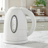 OVENTE KP72W white 1.7L electric kettle with stainless steel concealed heating element and water level gauge - view 3