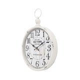 Round 11.8-inch antique white metal farmhouse wall clock with silent quartz movement and vintage dial face - view 4