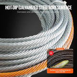 VEVOR galvanized steel winch cable 3/8 inch by 75 feet coiled with self-locking swivel hook and orange warning stripe - view 4