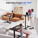 FlexiSpot H7 black overbed rolling table with C-shaped base and 28-inch desktop, pneumatic height-adjustable bedside desk - view 4