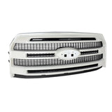 White Platinum painted ABS front bumper grille for 2015-2017 Ford F-150, part FL3Z-8200-MA, shown from front angle - view 4