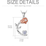 925 sterling silver rose moon pendant necklace with red garnet heart accent on 18 inch rolo chain - view 4