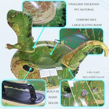 Green dinosaur-shaped inflatable snow tube sled 65 inches with dual handles and double-layer PVC bottom for kids and adults - view 5
