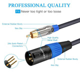 JOLGOO black 3.3ft dual RCA male to dual XLR male audio cable with gold-plated connectors for studio and home use - view 4