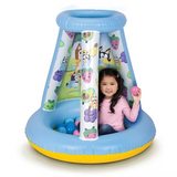 Bluey inflatable crawl-through ball pit 34 inches wide with 15 colorful soft flex balls and open toss roof for toddlers - view 2