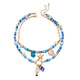 IQIC Boho Layered Shell & Starfish Beaded Necklace – Blue & Gold