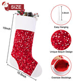 Set of four 18-inch red sequin Christmas stockings arranged together, bulk 4-pack by Aivanart for holiday mantel decor - view 2