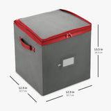 ZOBER gray non-woven fabric Christmas ornament storage box with 64 compartments and dual zipper closure - view 3
