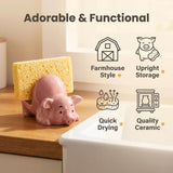 GABROC Pink Ceramic Pig Sponge Holder – Farmhouse Kitchen Decor – Open Box — view 2 of 8