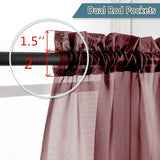 Pair of burgundy sheer voile rod pocket curtain panels 40x108 inches hanging on a window, LeCloud - view 8