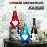 12-inch red and silver flip sequin Christmas gnome plush with white beard standing upright on weighted base - view 3