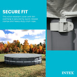 Intex 28041E gray round pool cover with rope tie for 18ft Ultra XTR frame above ground pool - view 5