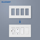 ELEGRP 4-gang screwless matte white decorator wall plate cover 8.57 by 4.88 inches polycarbonate finish - view 7