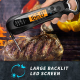 NIUTA black digital instant read meat thermometer with foldable stainless steel probe and backlit LCD display - view 6