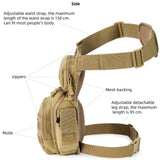 Tan AMHEH tactical drop leg thigh bag 4.5L with detachable leg strap, multiple pockets, and buckle closure - view 5