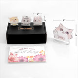 MALACHI clear acrylic cat-shaped memo and photo clip holder stand on a desk, 2x2x2 inches, multicolor print - view 6