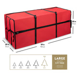 ZOBER red 600D Oxford fabric Christmas tree storage bag 59x20x20 inches with dual zippers and reinforced handles - view 2