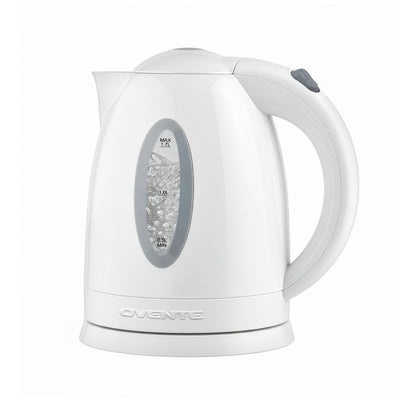 OVENTE KP72W white 1.7L electric kettle with stainless steel concealed heating element and water level gauge
