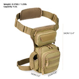 Tan AMHEH tactical drop leg thigh bag 4.5L with detachable leg strap, multiple pockets, and buckle closure - view 3