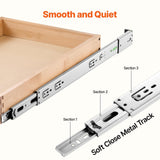 VEVOR birch wood pull-out cabinet drawer organizer 17x21 inch with soft-close metal tracks on white background - view 3