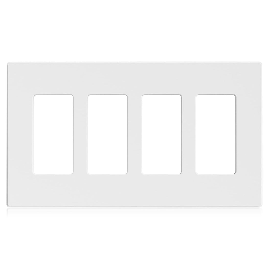ELEGRP 4-gang screwless matte white decorator wall plate cover 8.57 by 4.88 inches polycarbonate finish