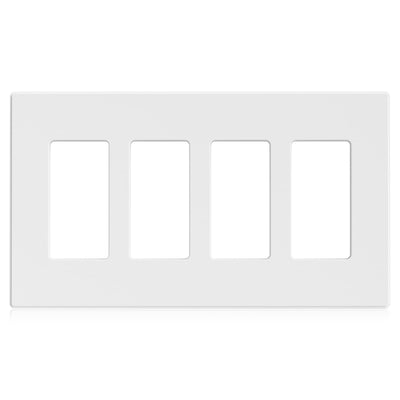 ELEGRP 4-gang screwless matte white decorator wall plate cover 8.57 by 4.88 inches polycarbonate finish