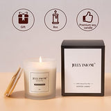 JELLYMONI white round glass jar rose scented soy wax candle 8oz with lid on neutral background - view 3