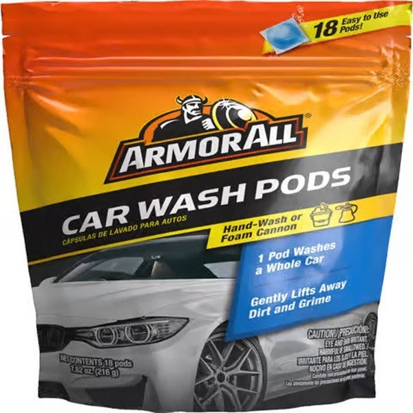 Armor All car wash pods 18-count container of pre-measured concentrated wash tablets for automotive exterior cleaning