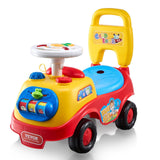 VEVOR toddler ride on push car with music steering wheel and horn, four-wheel design with under-seat storage compartment