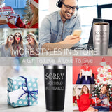 Black 20oz stainless steel travel mug tumbler with funny sarcastic print, BPA-free lid, by Momocici - view 6