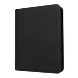 Rieton black zippered top loader binder with 9-pocket pages holding 3x4 trading card top loaders, 432 card capacity