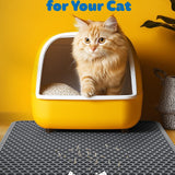 Grey Powools double-layer EVA cat litter mat 46x35 inches with honeycomb trapping surface and waterproof backing - view 2